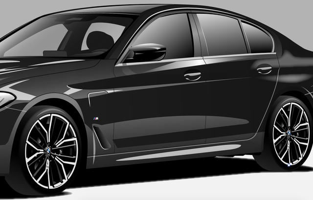 121期 手绘汽车插画 你在我心中是最美 BMW宝马5系无水印手机壁纸