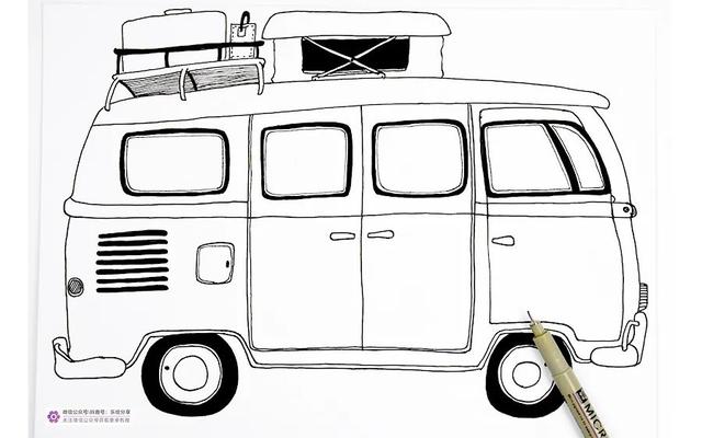儿童画教程｜画一辆奇妙的房车，开启你的假日旅行吧