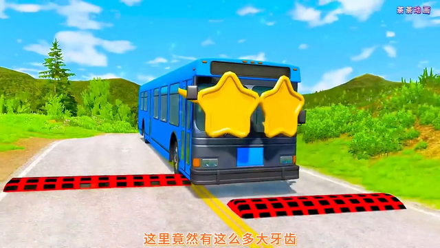 工程车儿童汽车动画片，越野大轿车撞飞了大卡车！#儿童动画