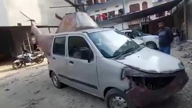 印度兄弟把汽车改成直升机？没想到刚开出去，就被警察扣下了