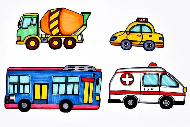 儿童画教程｜交通工具的绘画：滴滴滴，前方堵车啦！