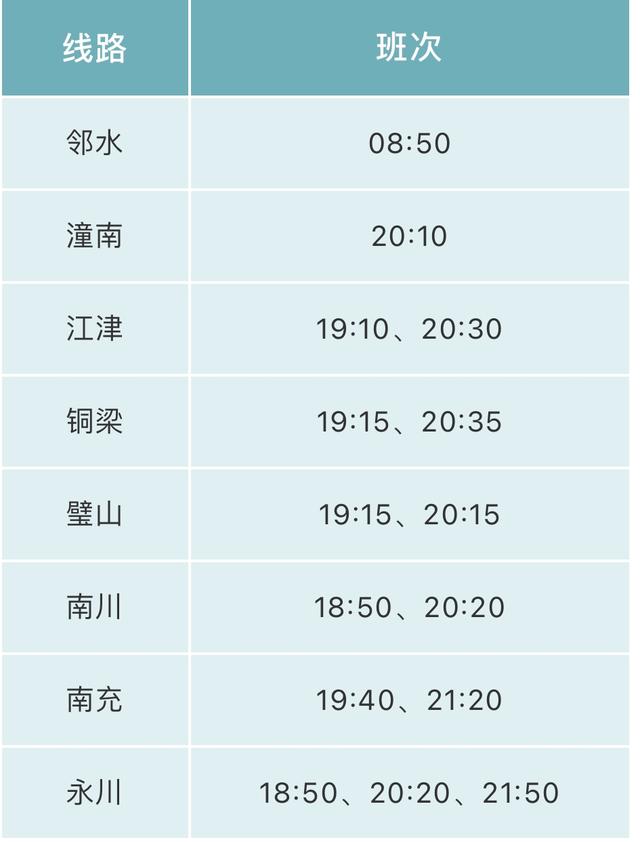 渝北双凤桥汽车站新增两条夜班车线路