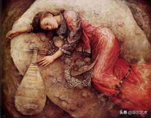 苗族美女画(油画艺委会副主席油画中的苗族少女，慵懒迷人，美极了)