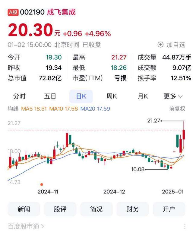 2025年交易首日四川A股23家上涨 红旗连锁涨停
