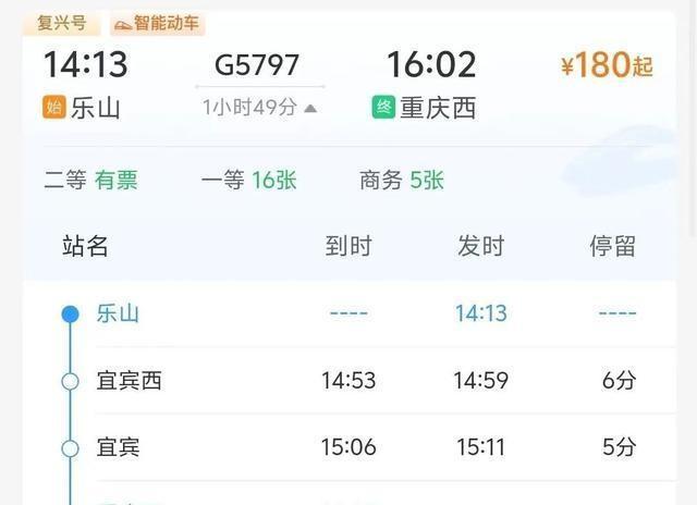 重庆→乐山，1小时44分可达！
