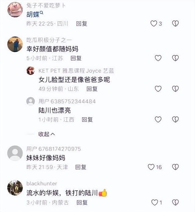 53岁陆川晒儿女正脸照，9岁儿子与3岁女儿酷似妈妈胡蝶，像龙凤胎