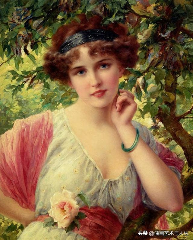 世界经典油画作品~埃米尔·弗农(Emile Vernon) 笔下的纯情少女