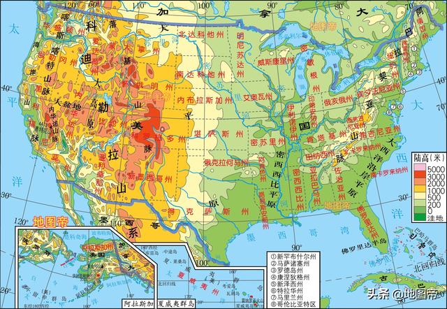 世界七大洲地形图(12图)