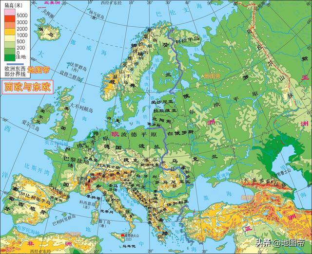 世界七大洲地形图(12图)