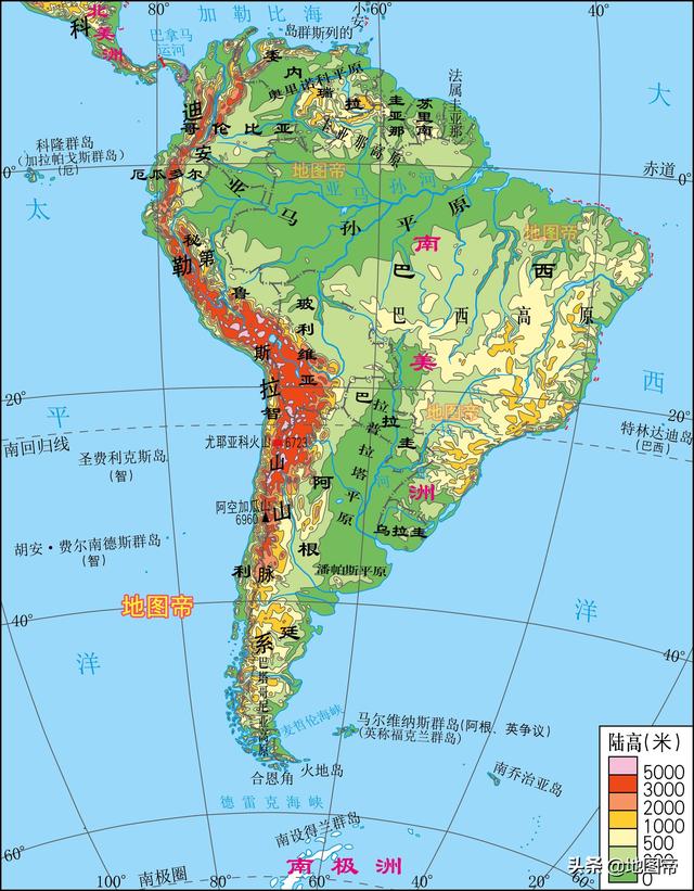世界七大洲地形图(12图)