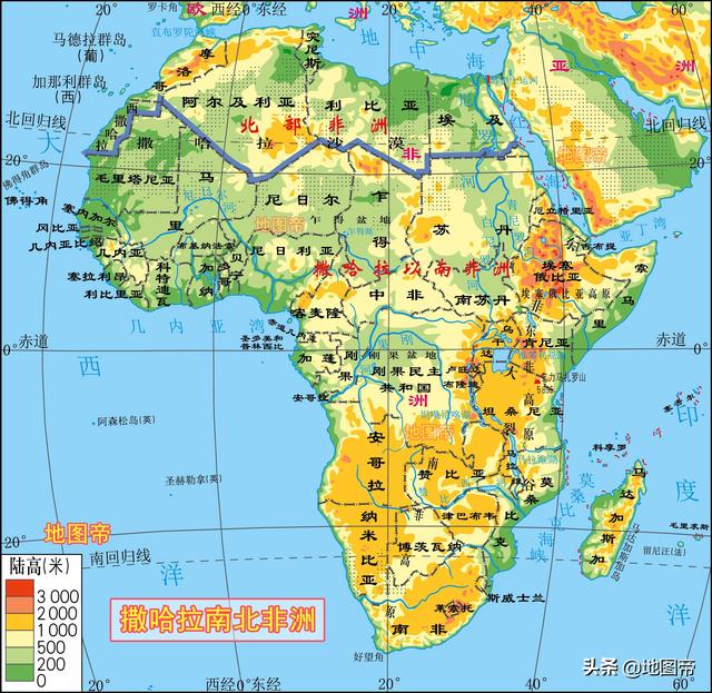 世界七大洲地形图(12图)