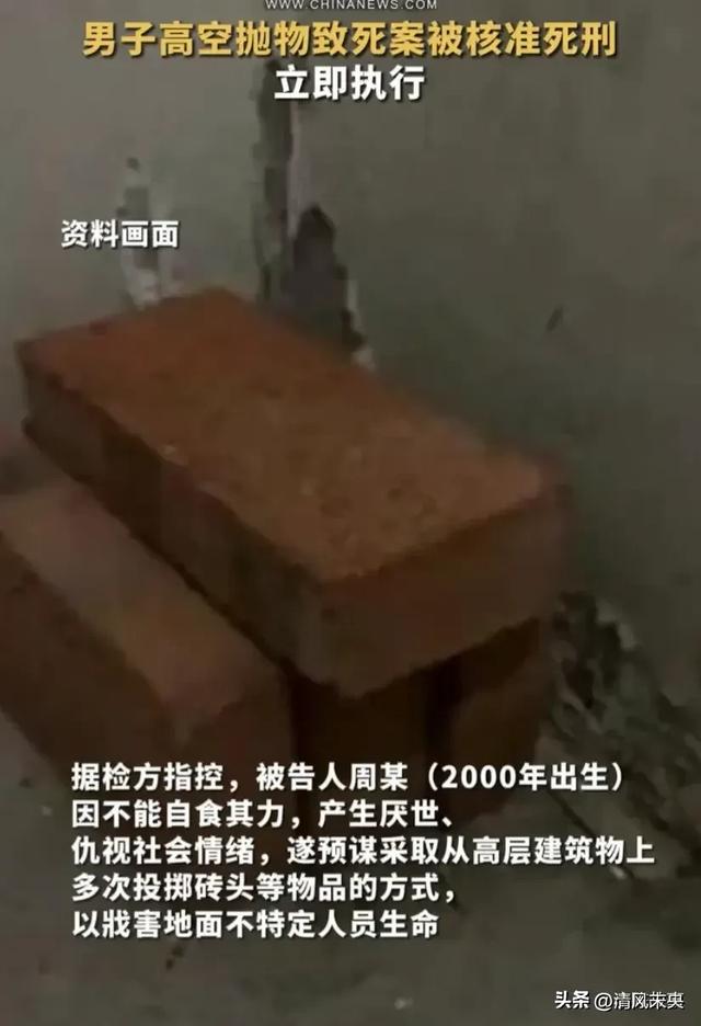 男子高空抛物致死案判死刑立即执行 受害者家属:婚礼成空 道歉何在