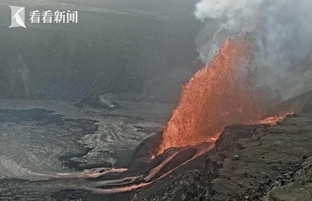 震撼!百米“熔岩喷泉” 夏威夷第二大火山持续喷发