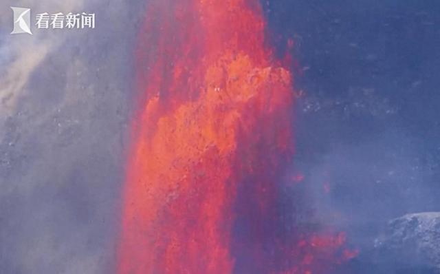 震撼!百米“熔岩喷泉” 夏威夷第二大火山持续喷发
