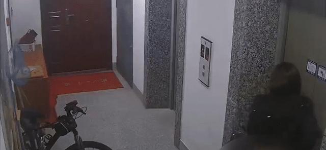 漂亮女子准备坐电梯时内急,竟然直接蹲下排泄大便,监控全程曝出