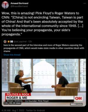 摇滚中国(“台湾是中国的一部分”，英国摇滚乐队歌手回怼CNN：不知道就去读书)