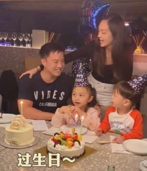 安志杰图片(安志杰庆44岁生日，和小11岁娇妻当娃的面接吻，一双儿女颜值高)