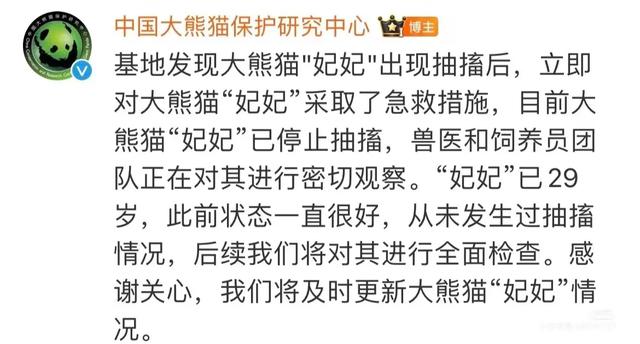 29岁的妃妃突然抽搐就医,网友质疑:为什么还展出,不在康养区
